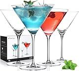 LUNA & MANTHA Martini Glasses Set of 4, Hand Blown Crystal Large Cocktail Glasses Set 9oz, Elegant for Bar, Manhattan, Gin, Tequila Gift Set for Birthday, Housewarming