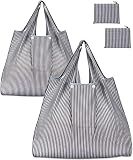KINGMAS Reusable Grocery Bags, 2Pcs Eco-Friendly Folding Tote Shopping Bag