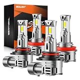 SEALIGHT 9005 H11 LED Bulbs Combo, 100000LM 10X Super Bright 6500K White, HB3 H8/H9/H16 Fog, 1:1 Real Size Plug-N-Play Pack of 4