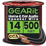 GEARit Speaker Wire 14 Gauge, Speaker Cable 500ft for Car Audio, Outdoors, Home Theater, CCA