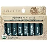 Soulsation Organic Lip Balm Set, 8 Flavors - Hydrating for Cracked & Dry Lips, For Men & Women, Enriched with Vitamin E