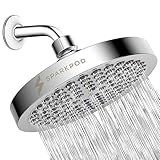 SparkPod Shower Head - High Pressure Rain - Premium Quality Luxury Design - 1-Min Install - Easy Clean Adjustable Replacement for Your Bathroom Shower Heads (Luxury Polished Chrome, 6 Inch Round)