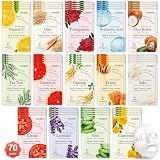 KONEUK 70 Pack Sheet Face Masks Skincare, Hydrating Face Masks Suitable for All Skin Types, Bulk Facial Mask Gifts Set for Women Skin Care, Home Skincare Spa for Sensitive Skin