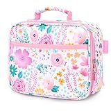 mibasies Kids Lunch Box for Girls Toddler, Insulated and Reusable Lunch Bag for School, Flower Pink