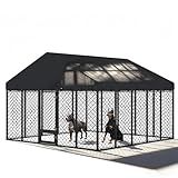 10x10x6.4 FT Large Outdoor Dog Kennel with Roof, Heavy Duty Anti-Rust Metal Dog Enclosure Fence for All Weather Resistant, Secure Double Locks for Large Dogs Outsides
