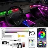 Acrylic Interior Car LED Lights with Remote and Wireless APP 10 in 1,Ambient Lighting Kits Fiber Optic Strip LEDs,16 Million Colors Music&DIY Function