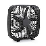Amazon Basics 3-Speed Box Fan for Bedroom, Portable with Carry Handle, Powerful Airflow, 5 Blades, Lightweight Design, 67 Watts, 20-Inch, Black, 6.8"D x 20.86"W x 21.33"H