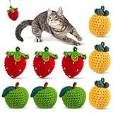 Cipsken 9-Pack Catnip Cat Toys Balls, Handmade Yarn Balls with Natural Silvervine Gall Fruit, Interactive Cat Nip Ball Toys for Indoor Kitten Kitty Enrichment & Stress Relief