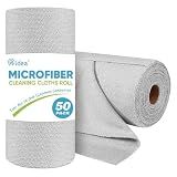 AIDEA Microfiber Cleaning Cloth Roll, 50PK, Paper Towels Reusable Grey Tear Away Towels, Washable Shop Rags, Microfiber Towels for Cars, Lint Free Rags for House, Kitchen, Window,11.5"×11.5"