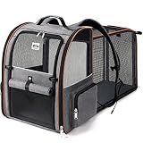 Lekebobor Extra Large Cat Backpack Carrier Expandable Pet Carrier Backpack for Small/Medium Dogs and Medium/Large Cats, Grey