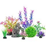 Ameliade Aquarium Artificial Plants & Rock Cave Betta Fish Tank Decor Set