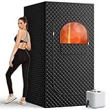 Portable Sauna Box for Home, Personal SPA Steam Sauna with 10 Min Fast Heating & 9 Levels Heat, Warm Sauna Tent with 3L/1200W Steamer, Folding Chair, Remote Control for Body Relaxation,32" x 32" x 71"