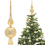 Gejoy 12" Mercury Glass Christmas Tree Topper,Classic,Golden