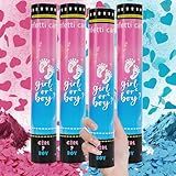 Crisky Gender Reveal Confetti Cannon Heart Shaped Confetti Poppers 2 Pink 2 Blue Baby Shower Baptism Party Cannons Shooter Blaster