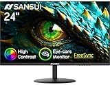 SANSUI Computer Monitor 24 inch Eye Care FHD 1080P Display HDMI,VGA Ports with 178° Viewing Angle/Frame-Less/Tilt/VESA Compatible for Office and Home