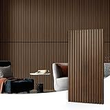 Art3d 4 Pack 47.2 x 23.6in. Wood Slat Acoustic Panels for Wall and Ceiling - 3D Fluted Sound Absorbing Panel with Wood Finish - Dark Walnut