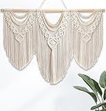Gliterra Large Macrame Wall Hanging Handmade Boho Tapestry 43"x32" - Wall Art Decor for Living Room, Bedroom, Wedding (Beige)