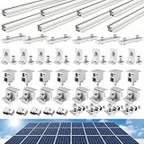 Mindoub Solar Panel Mounting Rail Kit for 5 x 320W Panels, Includes 8 x 47.2 Aluminum Rails, Adjustable Clamps, L-Brackets & Grounding Lugs, Universal Racking for Metal, Tile, Shingle Roof
