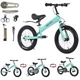 3-in-1 Montessori Balance Bike with Pedals,Tri-purpose of Kids Balance Bike/Toddler Tricycle/Bike，for 2 3 4 5 6 7 Years Old-14 inch balance bike with Pedal Conversion,Training Wheels,Brakes,Mint Green