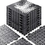 12” x 12” Drainage Interlocking Floor Tiles, 12 Pack Non-Slip Pool Deck Drain Tiles for Flooring, Soft PVC Splicing Modular Cushion Mats, Rubber Floor Tiles with Holes for Shower Basement Garage Shed
