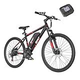 QNUT Electric Bike for Adults, 350W 26" Ebike for Teens 21 Speed 20Mph Up to 40Mile with Dual Disc Brake Commute E-Bike E-MTB for Men Women Electric Bicycles (Black-red)