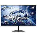 ArcticPro 22 inch Class Thin Full HD (1920 x 1080p) Computer Monitor, 100Hz Refresh Rate, 99% sRGB, 3-Sided Frameless, Ultra Slim, VESA, LowBlue Mode, Tilt Adjust, HDMI *1, VGA*1