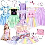 Meland Princess Dress Up Trunk for Girls 3-8, 16PCS Princess Toys Set, Pretend Play Gift for Birthday, Christmas, Halloween