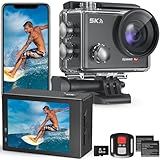 Action Camera 5K 30FPS Waterproof Camera Underwater 131FT with EIS WiFi App Remote Control 64GB Card 170° Wide Angle Sports Helmet Bike Video Black with 64GB Card