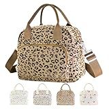 Mziart Lunch Box for Women Men, Large Cute Insulated Lunch Bag Leakproof Thermal Lunchbox Cooler Tote Bags with Adjustable Strap for Work Picnic Travel (Leopard Print)