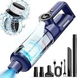 MONOZEL Handheld Vacuum Cordless - Car Vacuum Cleaner with Brushless Motor, 15000Pa Strong Suction with LED Light, Type C Cable, 2 Fliters, Portable Hand Vacuum for Car, Home, and Office