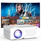 5G WiFi Bluetooth Movie Projector, Real Native 1080P 4K Outdoor Projector for Home Theater Movies, Synchronize Smartphone, Compatible with USB/TV Stick/HDMI