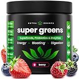 NutraChamps Super Greens Powder Premium Superfood | 20+ Organic Green Veggie Whole Foods | Wheat Grass, Spirulina, Chlorella | Antioxidant, Digestive Enzyme & Probiotic Blends (9.0 Oz, Berry)