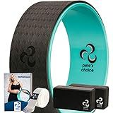 Yoga Wheel with Beginners Guide & Yoga Strap - Back Pain and Tension Relief. Comfy Roller for Stretching, Increase Flexibility. Home Exercise Kit. Ideal for Women Yogis. Improve your Posture.