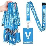 Colarr 25 Pack Volunteer Lanyard with PVC Plastic Card Pass Volunteer Identification ID Badges Bulk Breakaway Lanyard for Activity, Fundraising, Church, School, Events(Blue)