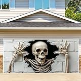 6 x 13 ft Halloween Garage Door Decorations Halloween decorations Witch Door Cover, Hanging Banner, Cauldron Backdrop Mural for Home, Outdoor, Indoor, Spooky Party, Wall, Window (Skull-2, 6 x 13 ft)