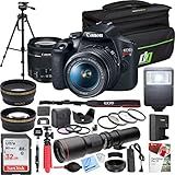 Canon EOS Rebel T7 Digital SLR Camera 18-55mm f/3.5-5.6 is II Kit Bundle with 500mm Preset Telephoto Lens, 32GB Memory Card, Camera Bag, Paintshop Pro and Accessories (13 Items)
