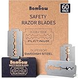 Bambaw Safety Razor Blades for Men & Women, 60 Pack, Double Edge Razor Blades Refills, Platinum Swedish Stainless Steel, Sharp & Long-Lasting Edge Retention, Up to 14 Months Supply