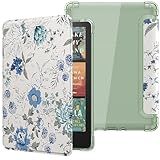 MoKo Case for All-new 7" Kindle Paperwhite 12th Gen 2024&Kindle Colorsoft Signature Edition 2024,Ultra Clear Soft Flexible Transparent TPU Back Cover Light Shell with Auto Wake/Sleep,White Blue Floral