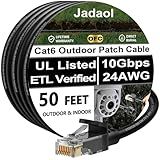 Jadaol Cat 6 Ethernet Cable 50ft, Outdoor&Indoor, Support Cat8/7 Network LAN Cable, Up to 10Gbps 24AWG RJ45 Cat6 Patch Cord (1Ft 3Ft 5Ft 10Ft 15Ft 20Ft 25Ft 30Ft 35Ft 50Ft 60Ft 75Ft 100Ft 150ft 200ft)