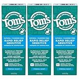 Tom's of Maine Fluoride-Free Rapid Relief Sensitive Toothpaste, Fresh Mint, 4 oz. 3-Pack (Packaging May Vary)