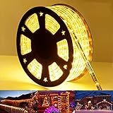 50ft 360 LED Rope Lights Outdoor, Connectable and Flexible Tube Lights with 8 Modes, Waterproof Indoor Outdoor LED Rope Lighting for Deck, Garden, Pool, Patio, Indoor Outdoor Decorations (Warm White)