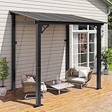 Aoxun 8’x 5’ Premium Gazebo with Aluminum Top Frame & Polycarbonate Panel, Wall Mounted Gazebos Pergola, Outdoor Patio Lean to Gazebo, Awnings with Sloped Roof, for Backyard, Porch, Deck