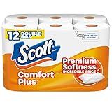 Scott ComfortPlus Toilet Paper, 12 Double Rolls, 231 Sheets per Roll, Septic-Safe, 1-Ply Toilet Tissue