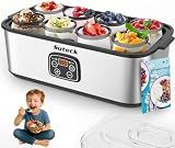 Suteck Yogurt Maker with 8 Jars, Adjustable Time & Temp Control, Black