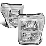 DNA MOTORING HL-OH-FSU13-CH-CL1 Chrome Housing Headlights Replacement Compatible with 11-16 F-250 / F-350 / F-450 / F-550 Super Duty