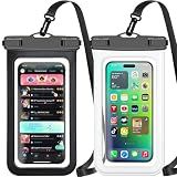 Waterproof Phone Pouch,2 Pack Black White Phone Waterproof Case,Cell Phone Dry Bag,Protection Level: IP68,Beach Cruise for Apple iPhone,Samsung,and More,Lanyard Included,(Fits Up to 8.3”),Black,White