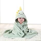 Gucilulu Hooded Baby Towel - Premium Soft Bath Towel for Baby, Newborn,Infant - Ultra Absorbent,Natural Baby Stuff Towel, Soft Coral Velvet Coral Fleece Bath Towel for Boys and Girls (Happy Dinosaur)