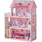 ROBUD Wooden Dollhouse, Doll House Playset