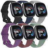6 PACK Bands Compatible with Fitbit Versa 4 / Versa 3 / Fitbit Sense 2 / Sense Bands for Women Men, Soft Sport Wristbands Replacement Smart Watch Straps (6PACK A,Small)