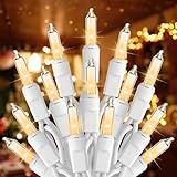 Brightown Christmas Lights, 100-Count 25ft Clear Incandescent Bulb Mini String Lights for Indoor Holiday Decor, Christmas Tree Garland Wedding Party Multi-Use Decoration, White Wire